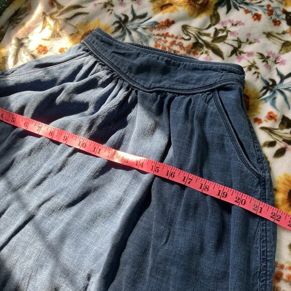 Wilfred Gabrielle Skirt Womens Linen Chambray Midi Western High Slit Denim - Picture 8 of 10